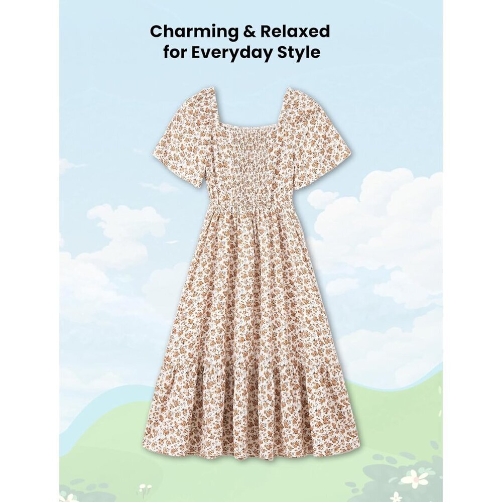 Family Matching Outfits Boho Floral Dress and T-Shirts Set for All Ages - Picture 4 of 6